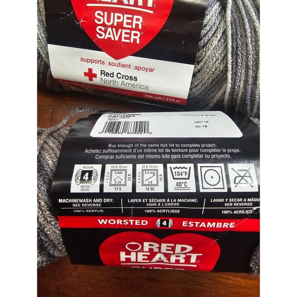 3 Skeins Red Heart Super Saver Worsted Yarn Dove Colombe Paloma - Picture 5 of 5